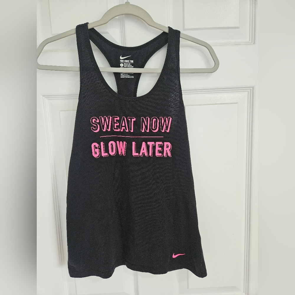 S Nike Dri-Fit Black Tank "Sweat Now Glow Later"